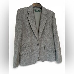 Ralph Lauren Classic Steel Gray Women’s Wool Equestrian Blazer Size 14